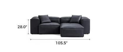 Cube Modular Black Genuine Leather Double-Sided Sectional