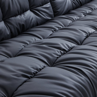 Boba Black Leathaire Sofa and Ottoman-Black