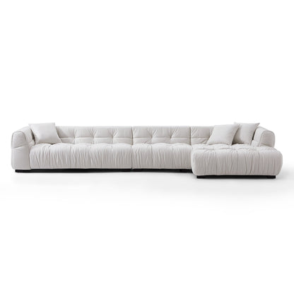 Boba Cream Leathaire Sectional Set-White-153.5″-Facing Right
