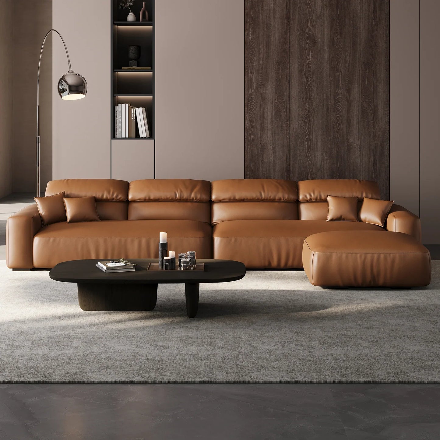 Chestnut Sofa and Ottoman