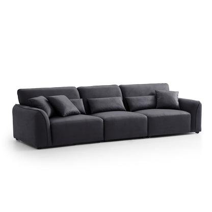 Milano Moda Minimalist Black Sofa-Black-122.0"