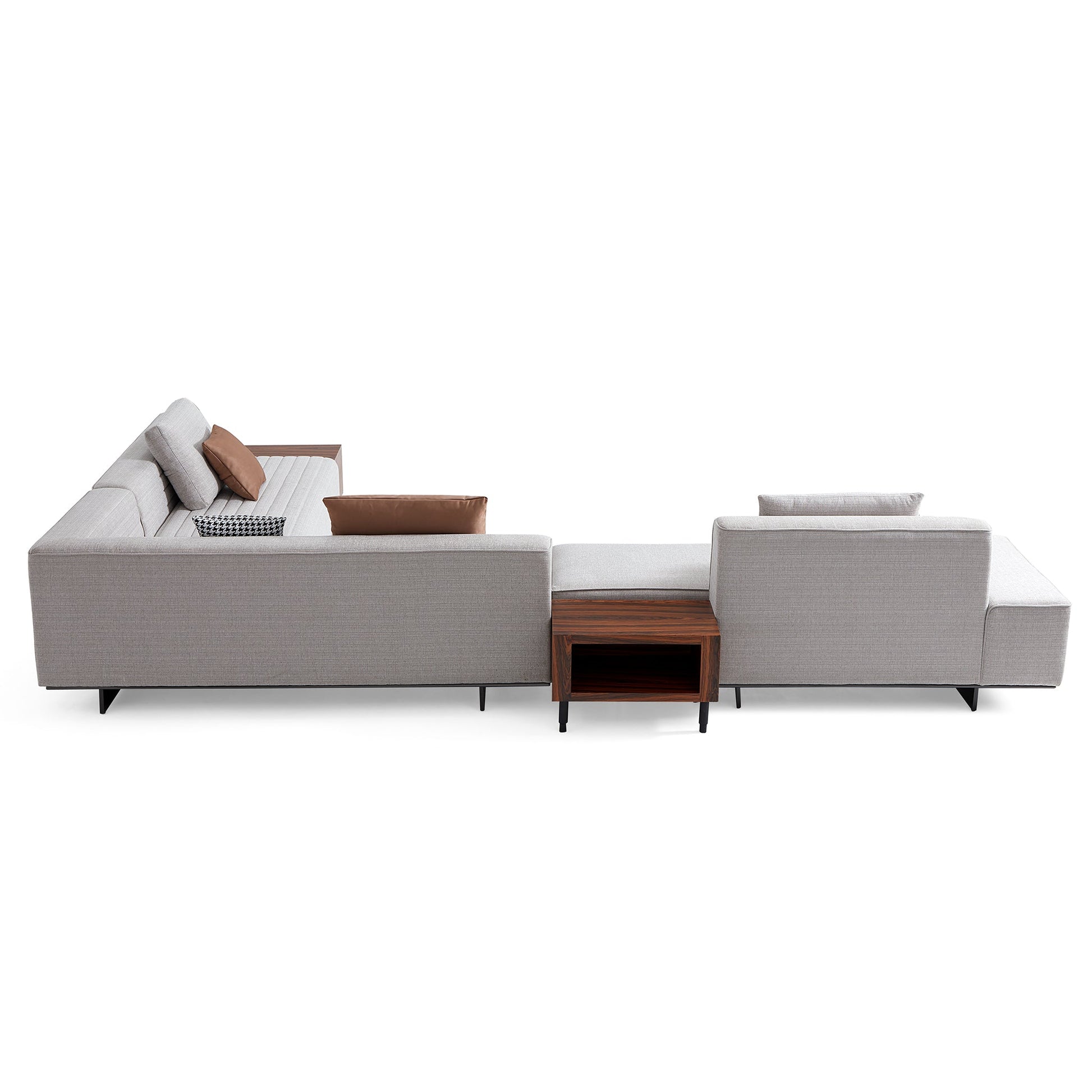 Brandy Channel Tufting Sectional with Coffee Table-Gray-173.2"(2)