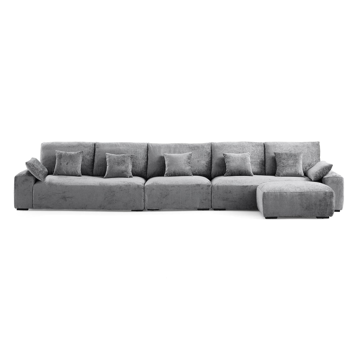 The Empress Beige Sofa and Ottoman-Gray-175.6"