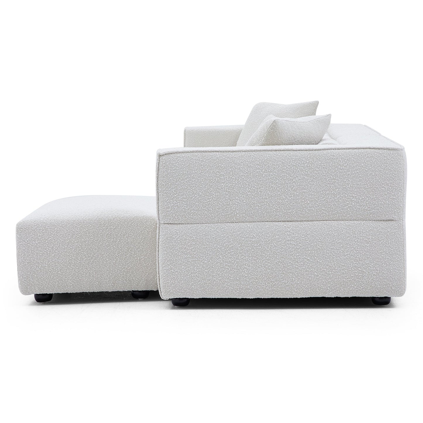 Nordic Modern Gray Sofa with Ottoman-White