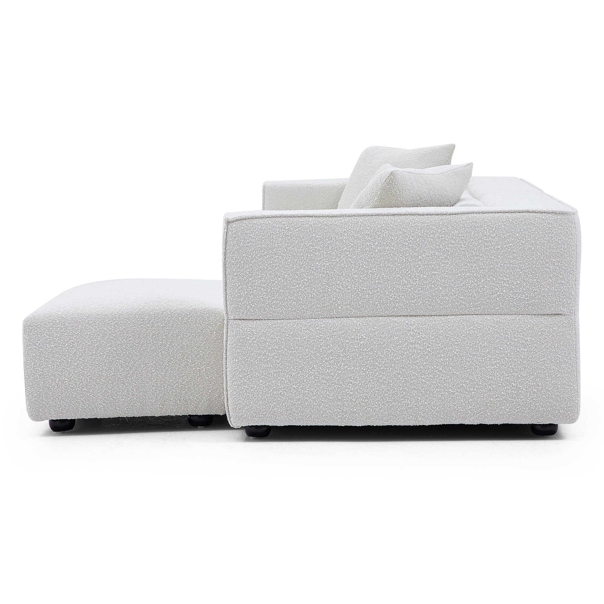 Nordic Modern Gray Sofa with Ottoman-White