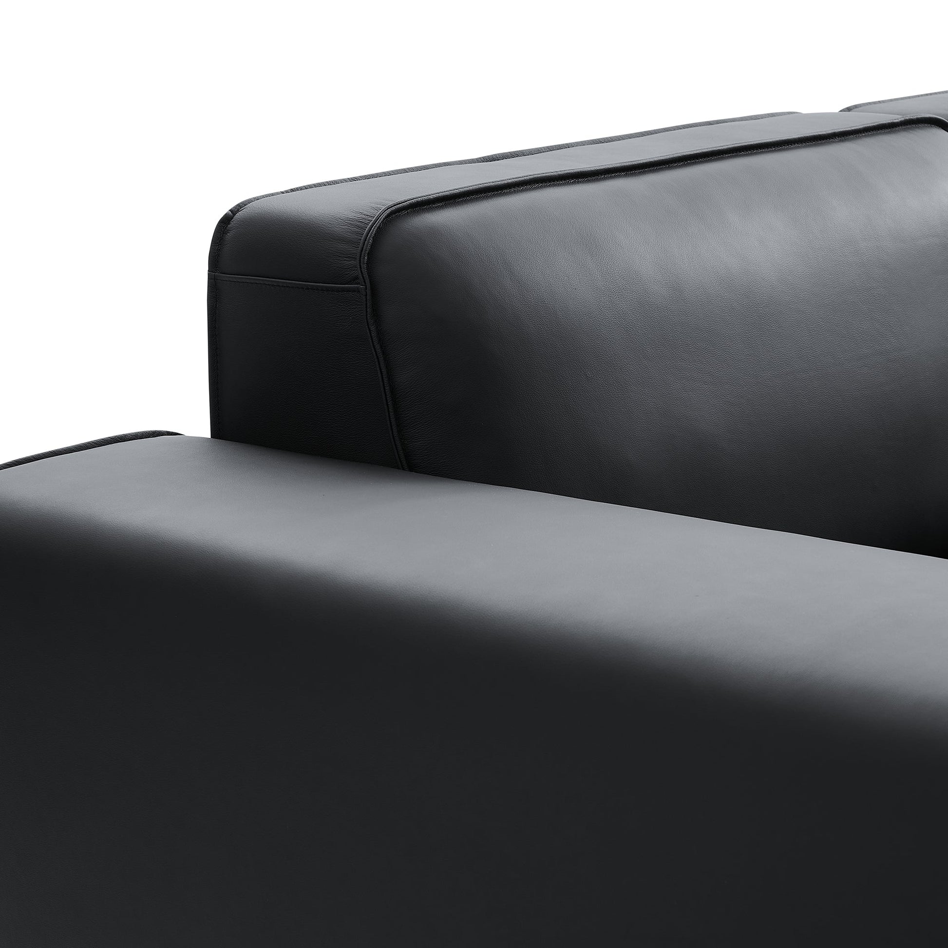 Domus Modular Beige Leather Sectional Sofa-Black