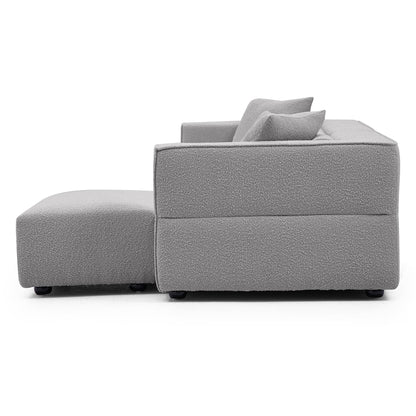 Nordic Modern Gray Sofa with Ottoman-Gray