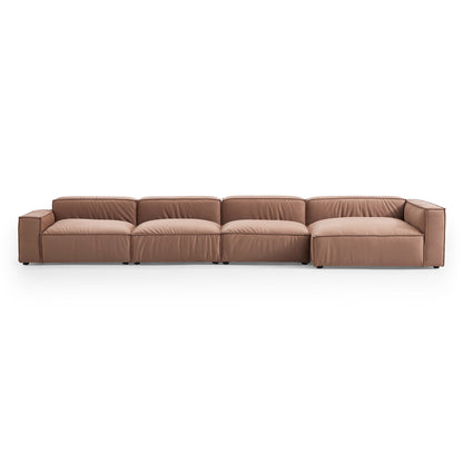 Luxury Minimalist Brown Fabric Sectional-Brown-185.0"-Facing Right