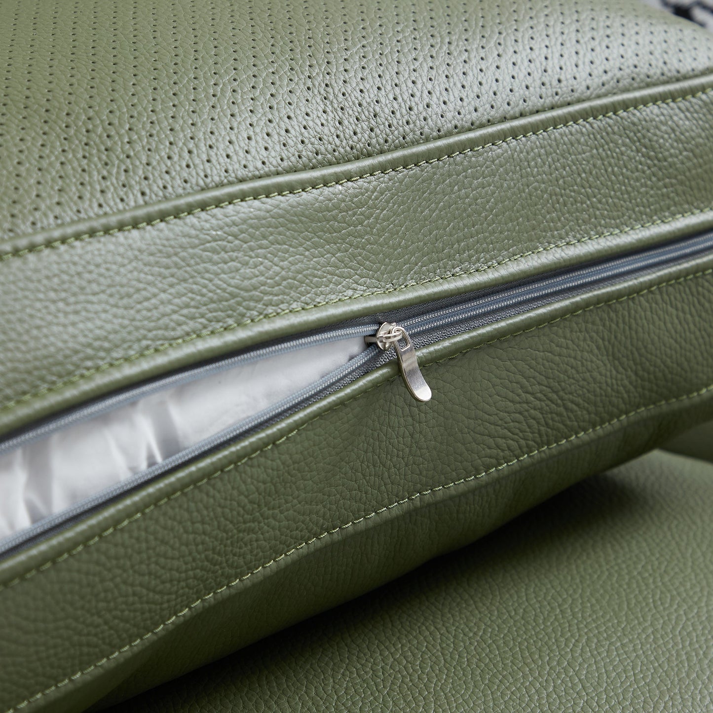 Olivia Green Top Grain Genuine Leather Sofa