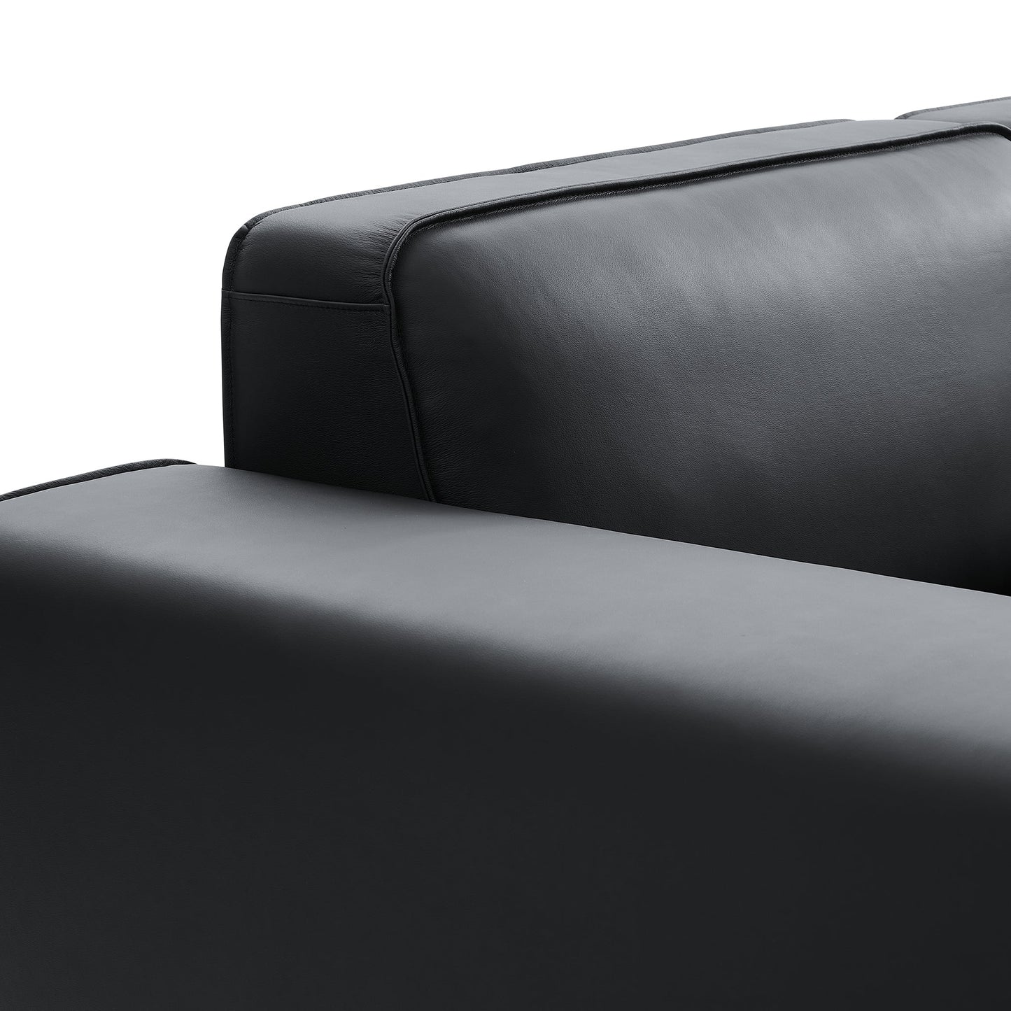 Domus Modular Beige Leather Double Chaise Sectional-Black