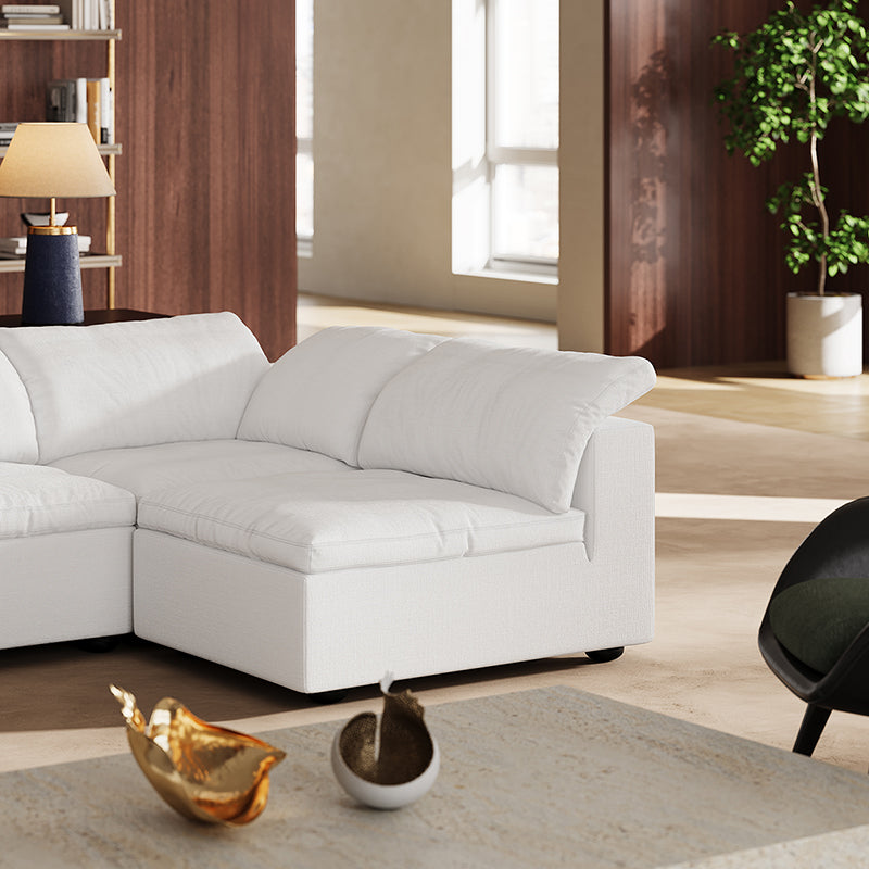Tender Wabi Sabi U Shaped Sectional with Open End-White