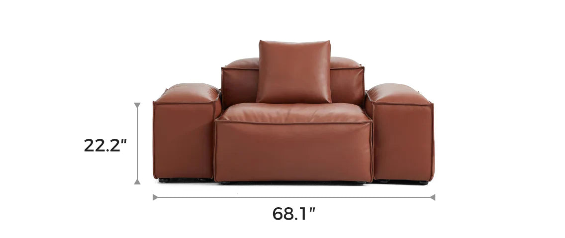 Cube Modular Brown Genuine Leather Armchair