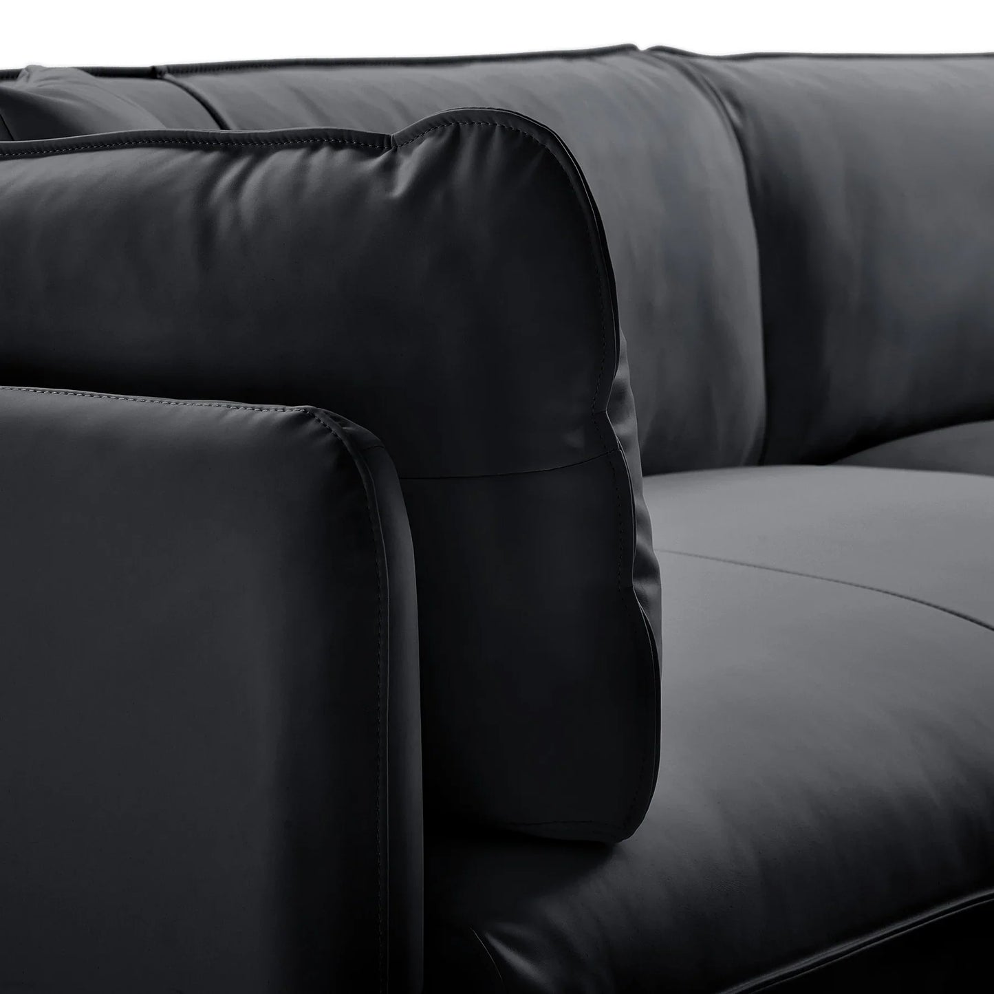Vanilla Black Leather Sectional