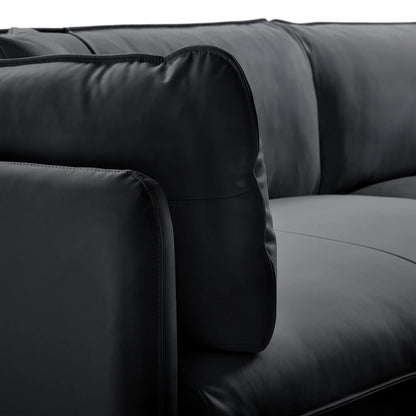 Vanilla Black Leather Sectional