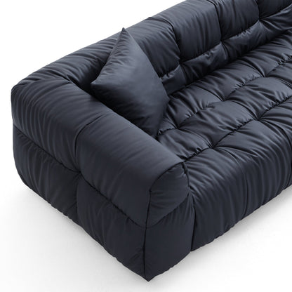 Boba Black Leathaire Sofa and Ottoman-Black