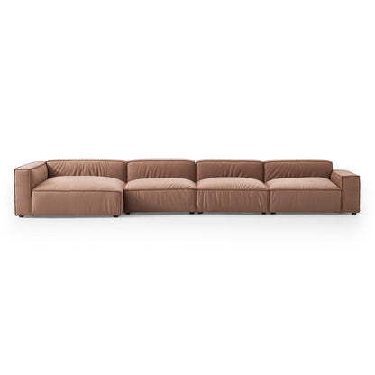 Luxury Minimalist Brown Fabric Sectional Set-Brown-185.0"-Facing Left