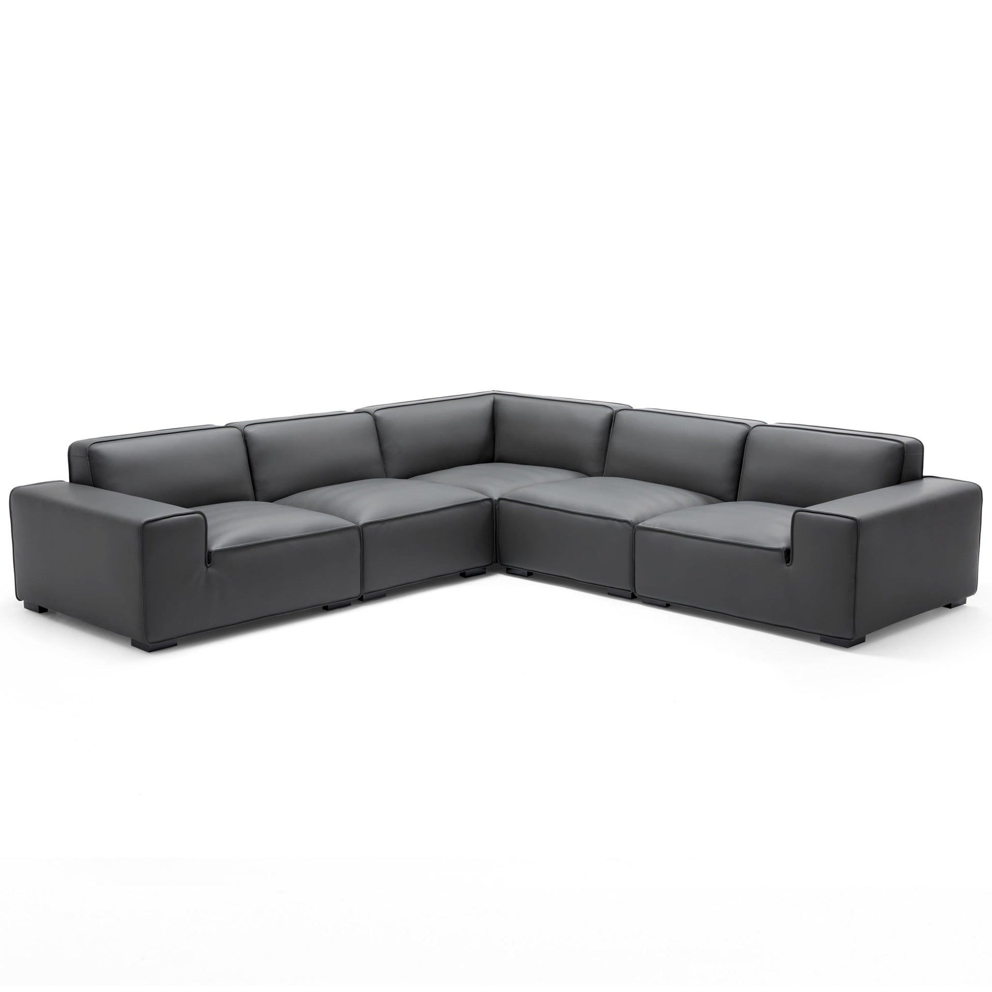 Domus Modular Dark Gray Leather L-Shaped Sectional-hidden
