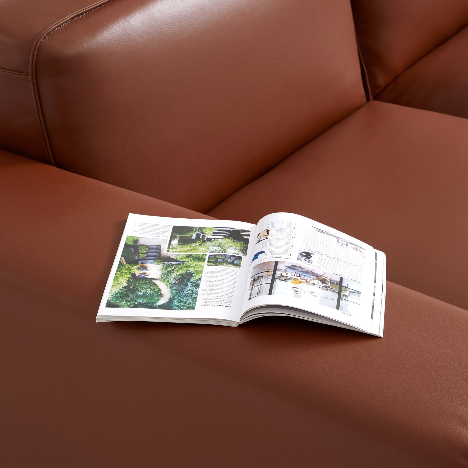 Domus Modular Black Leather Sectional Sofa-Brown