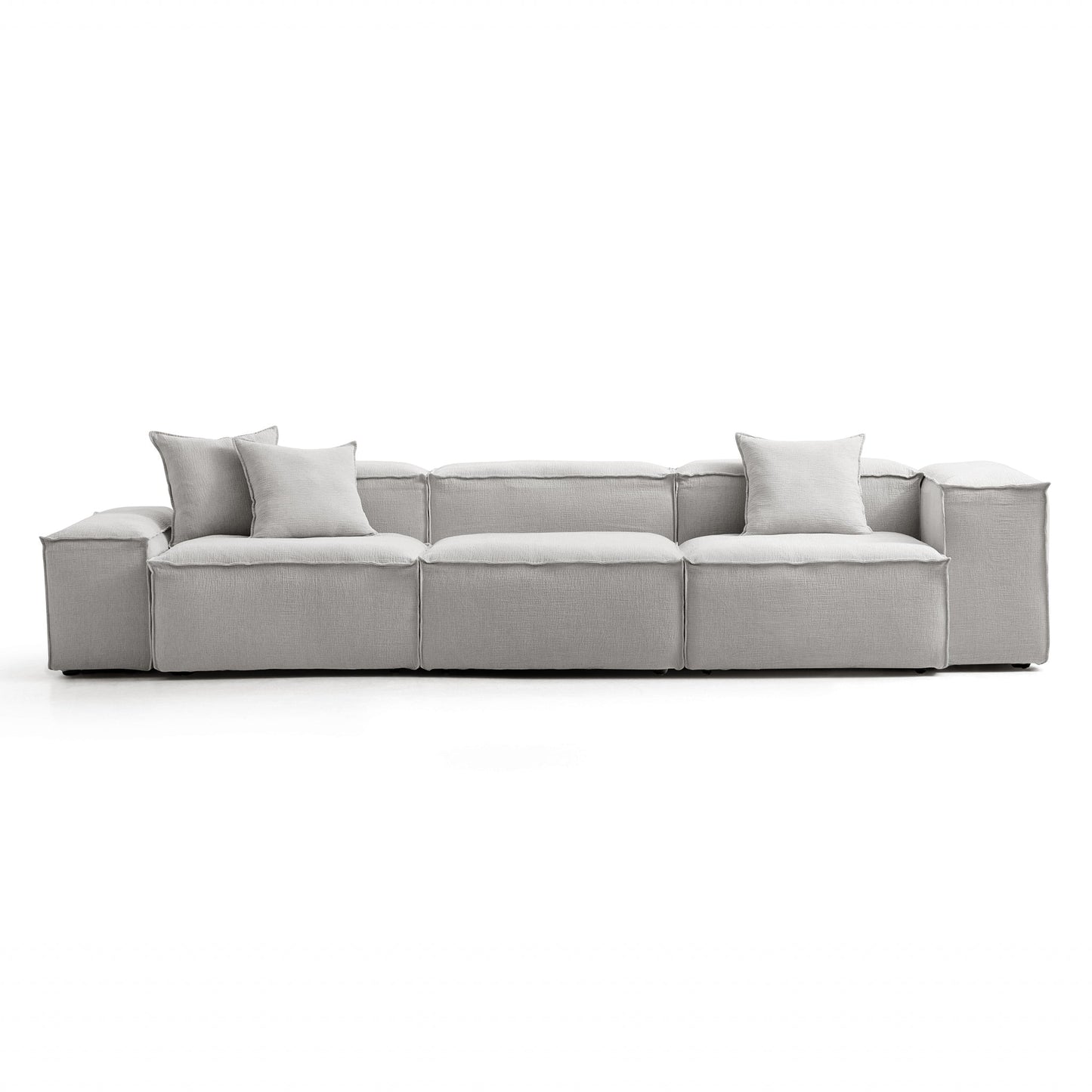 Freedom Modular White Sofa-Gray-143.7″-Low & High