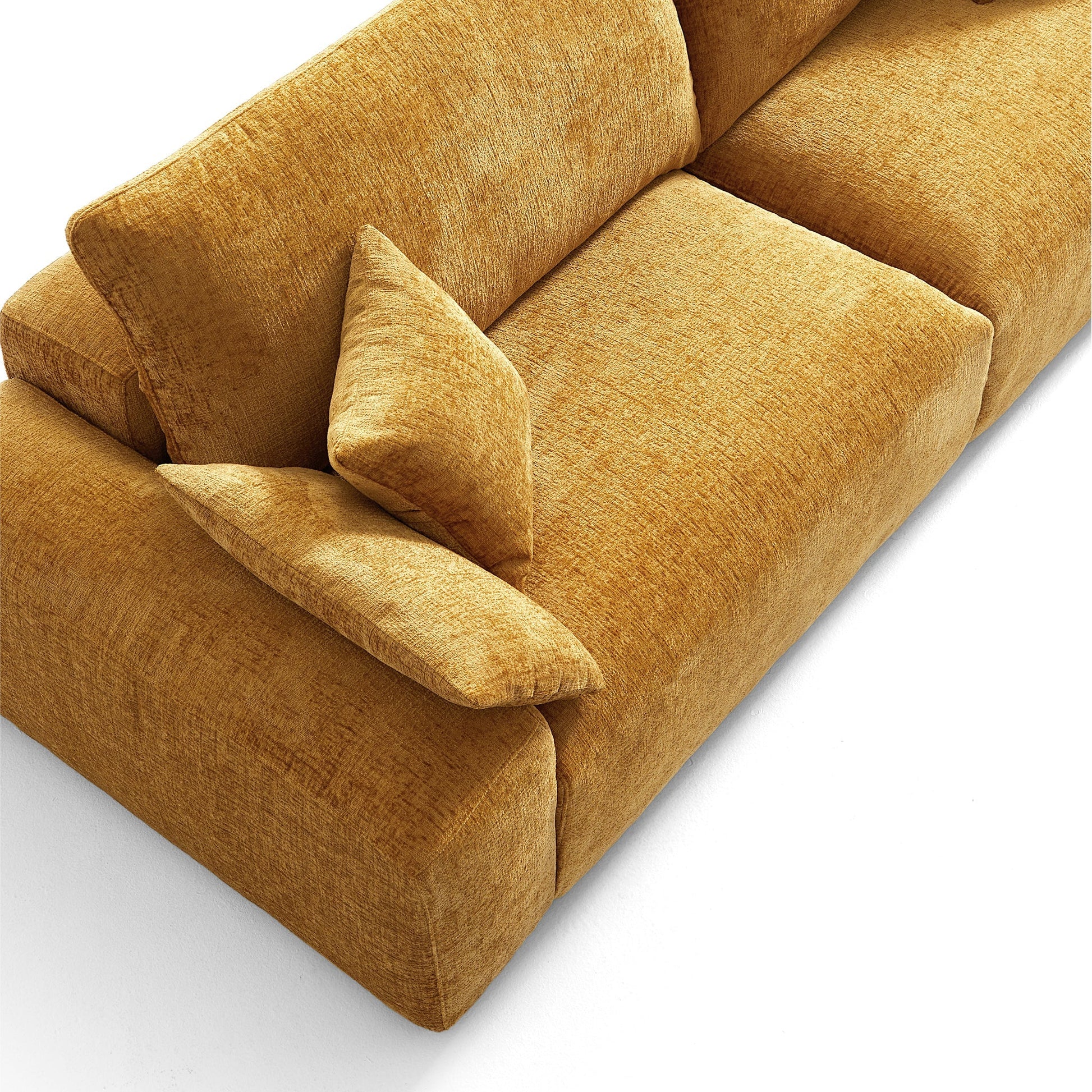 The Empress Beige Sofa and Ottoman-Yellow