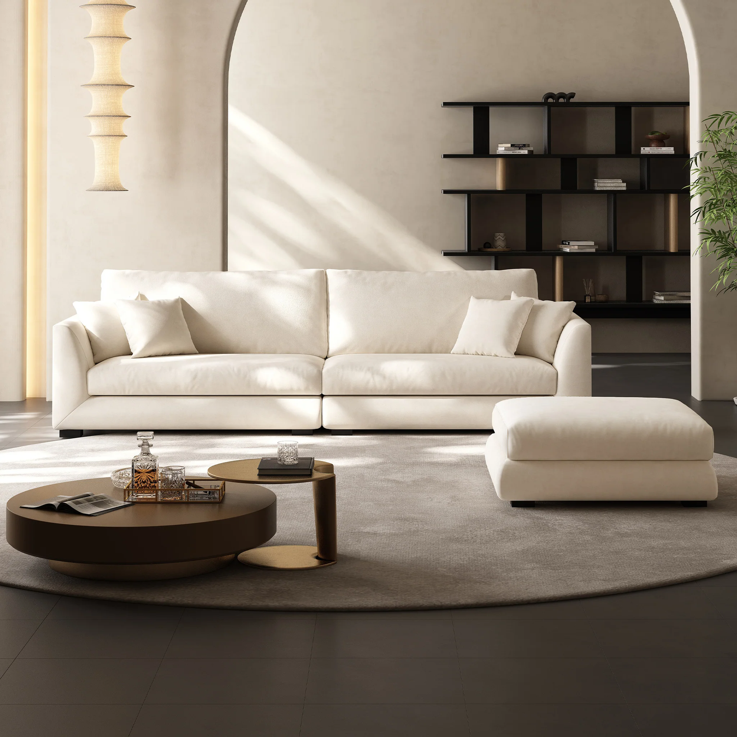 Aalto Boutique Beige Feathers Loveseat / Beige