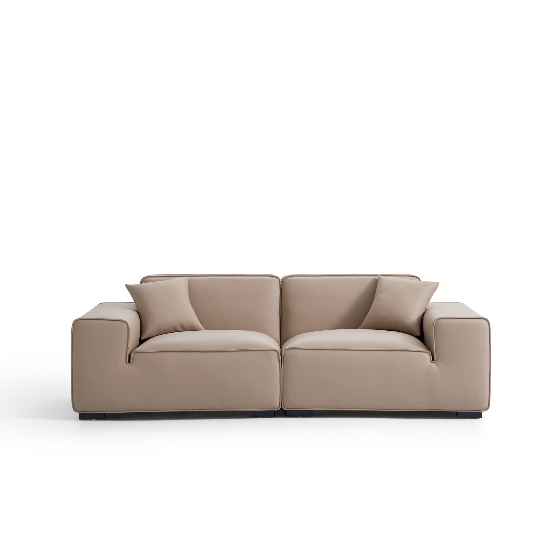 Domus Modular Khaki Leather Sofa-Khaki-94.5"