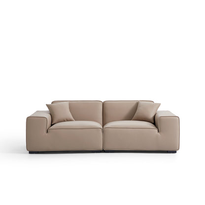 Domus Modular Khaki Leather Sofa-Khaki-94.5"