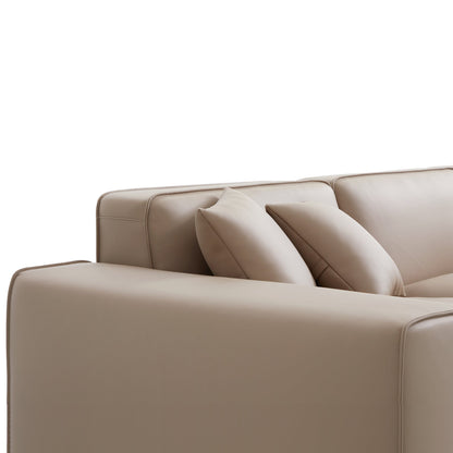 Domus Modular Khaki Leather L Shaped Sectional-Khaki