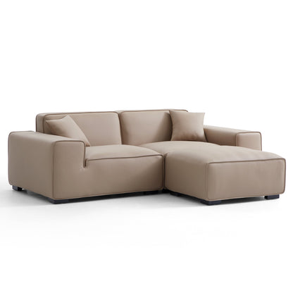 Domus Modular Khaki Leather Sofa and Ottoman-Khaki-94.5"