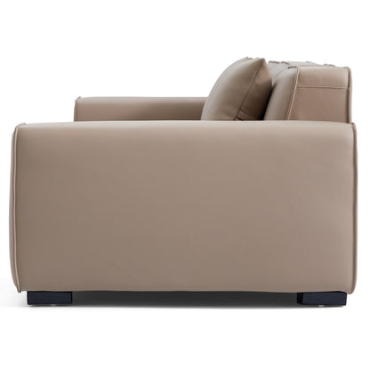 Domus Modular Black Leather Sofa-Khaki