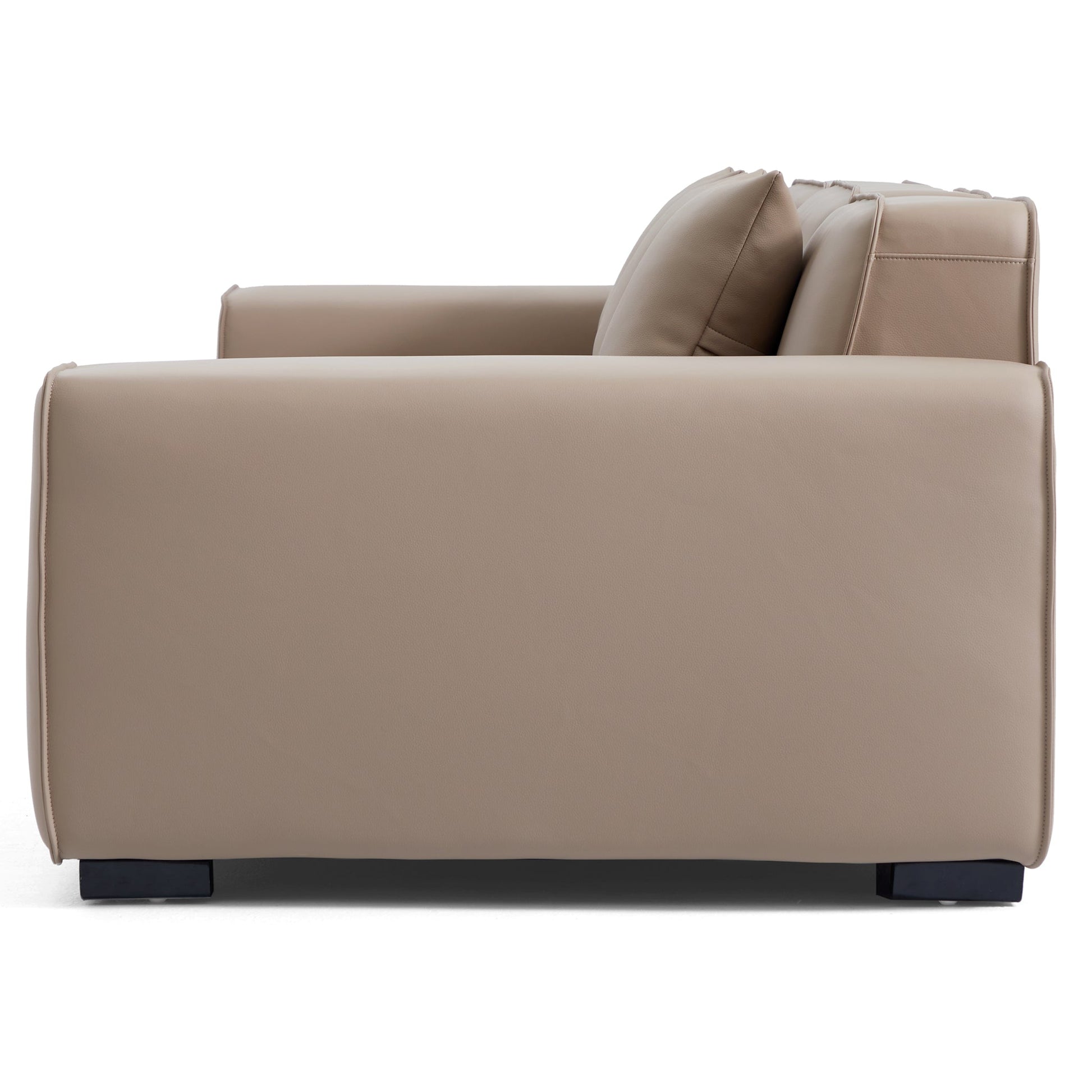 Domus Modular Black Leather Sofa-Khaki
