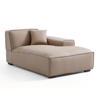 Domus Modular Black Leather U Shaped Sectional-Khaki