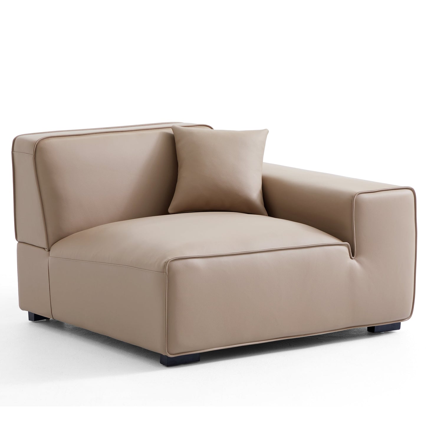 Domus Modular Dark Gray Leather Sofa and Ottoman-Khaki