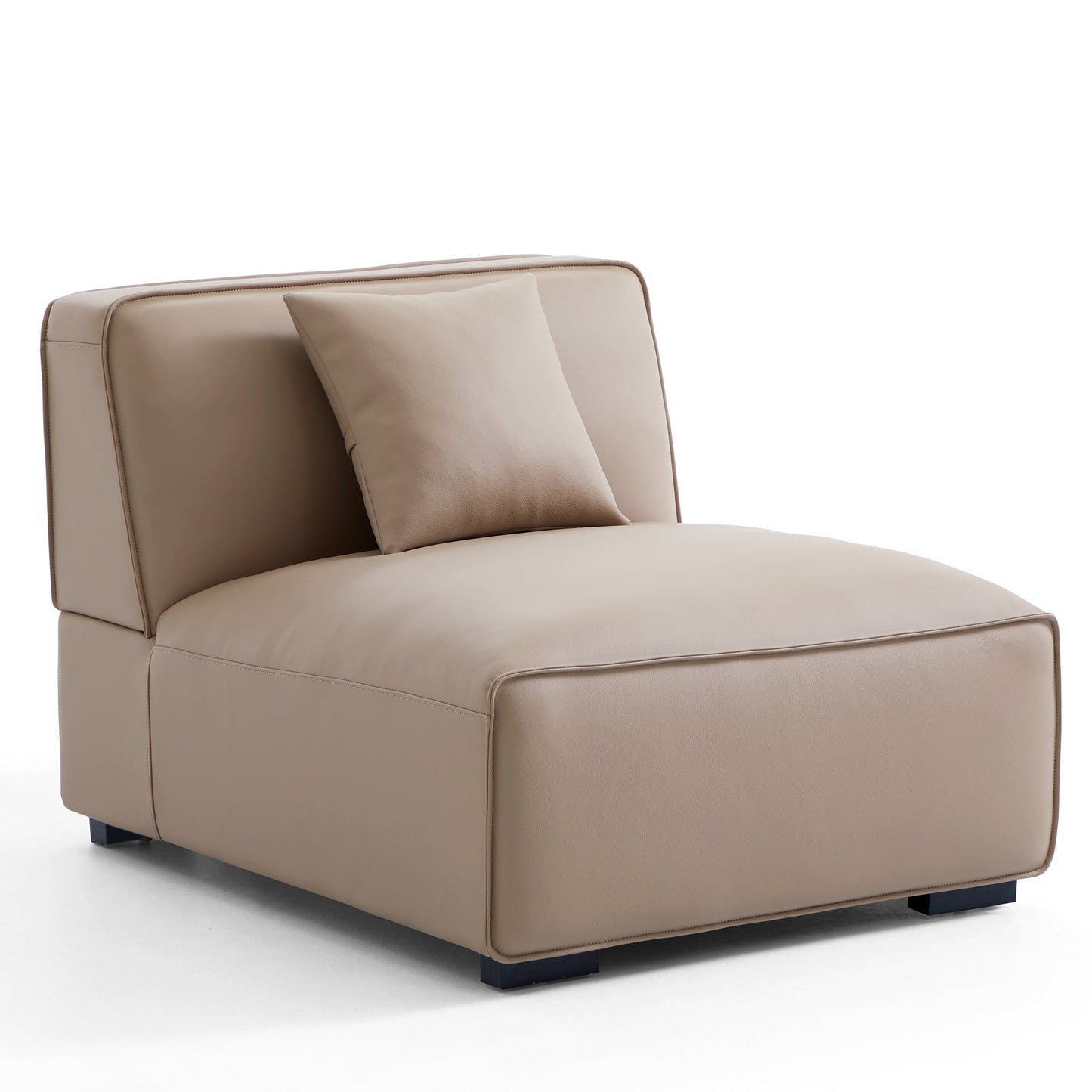 Domus Modular Black Leather U Shaped Sectional-Khaki