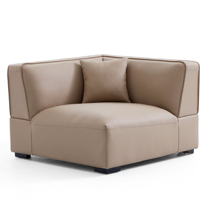 Domus Modular Dark Gray Leather L Shaped Sectional-Khaki