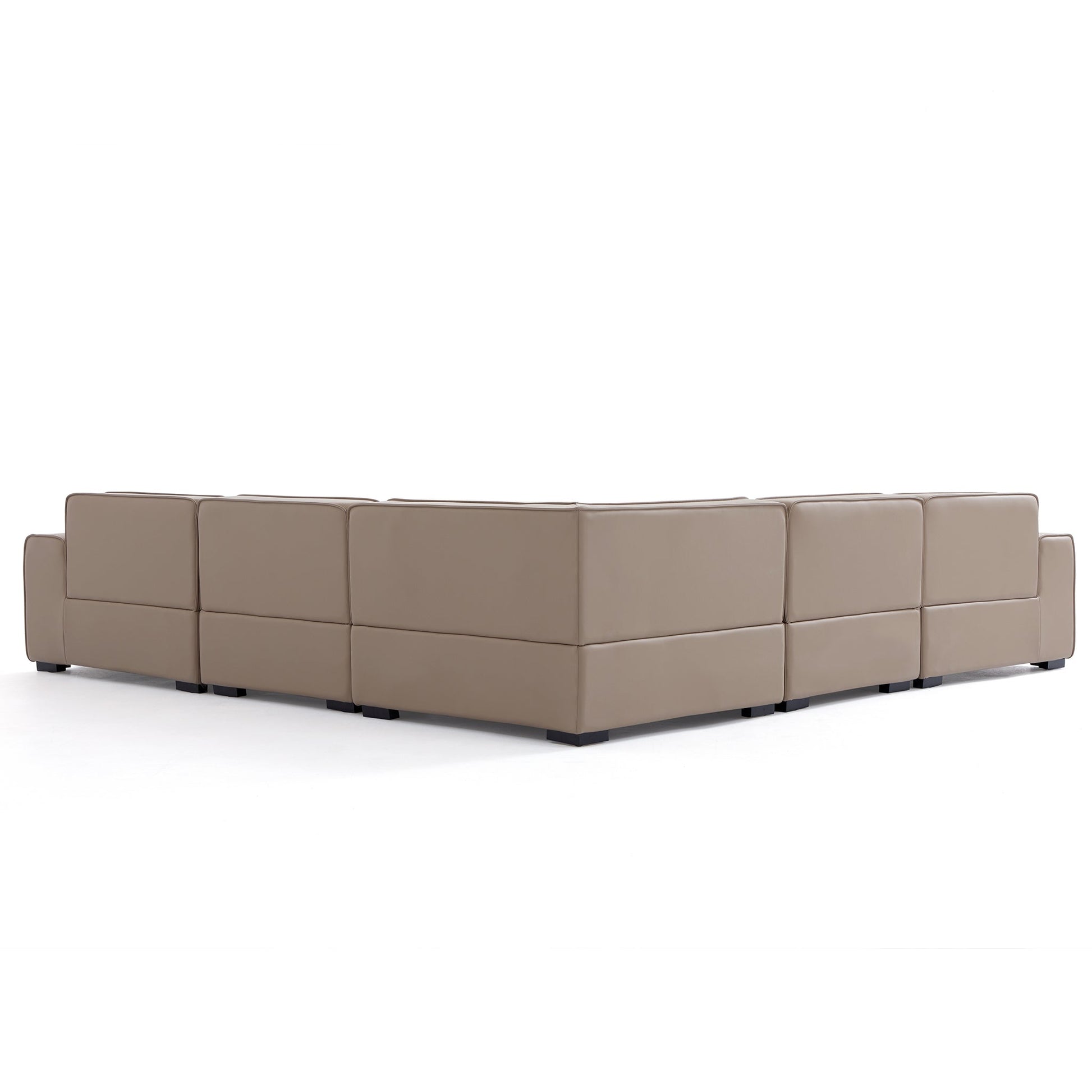 Domus Modular Khaki Leather L Shaped Sectional-Khaki-5 Seater(126.8")