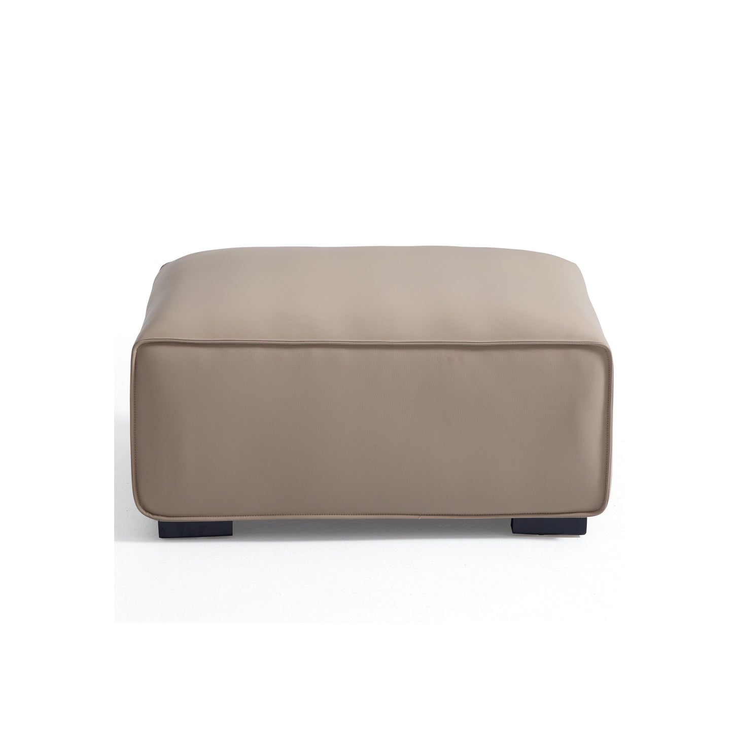 Domus Modular Dark Gray Leather Sofa and Ottoman-Khaki