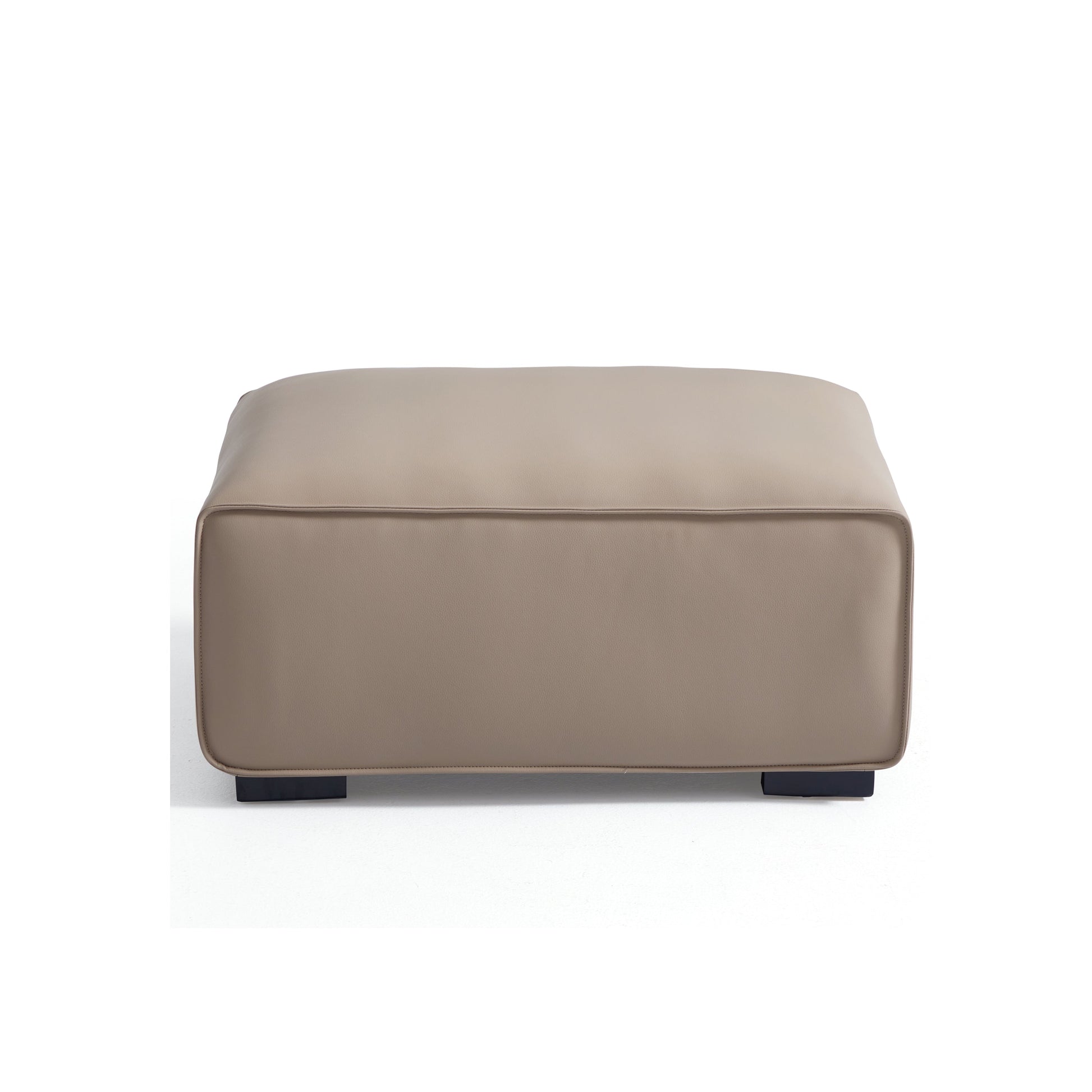 Domus Modular Dark Gray Leather Sofa and Ottoman-Khaki