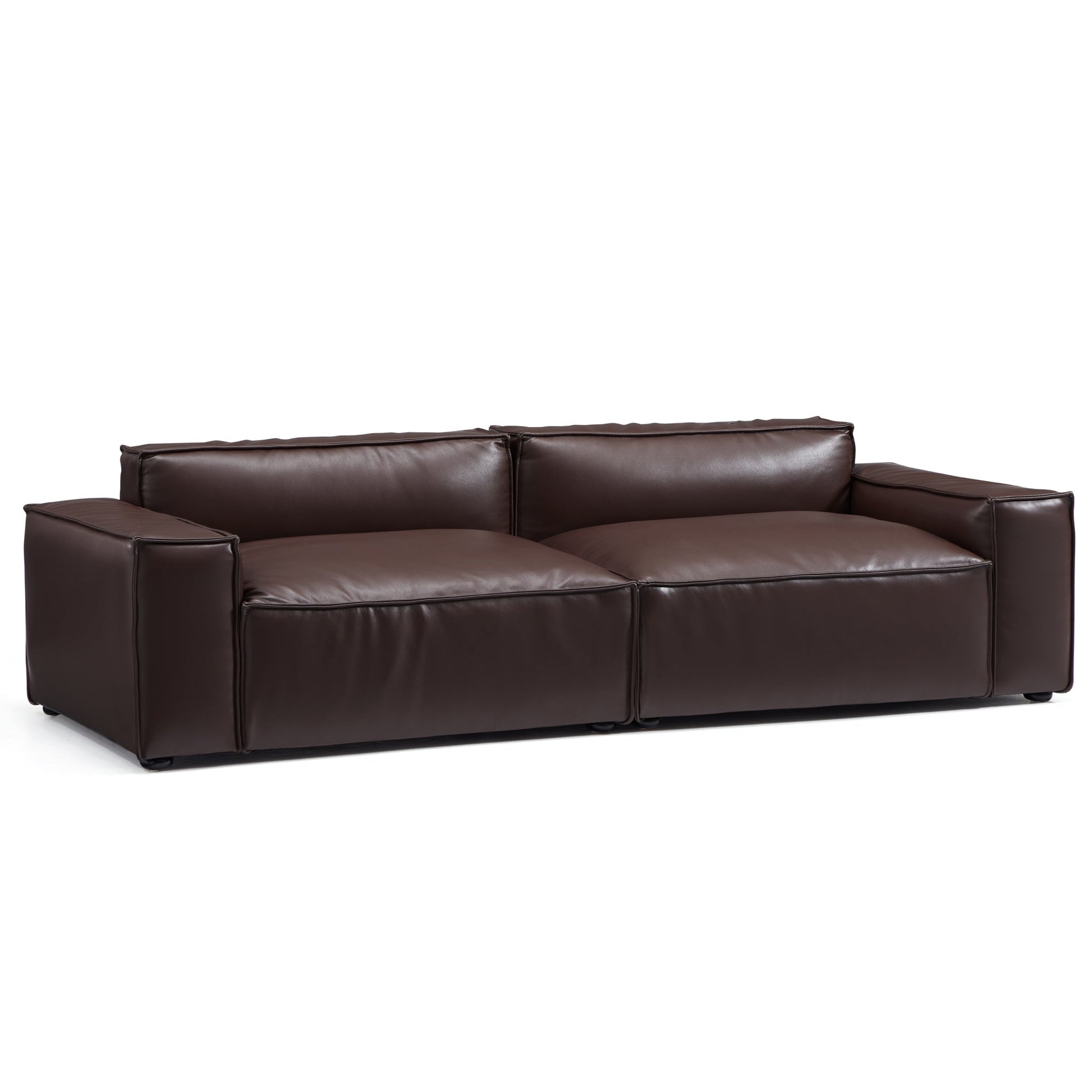 Luxury Minimalist DaLuxury Minimalist Dark Brown Leather Sofa-Dark Brown-100.8"rk Brown Leather Sofa-Dark Brown