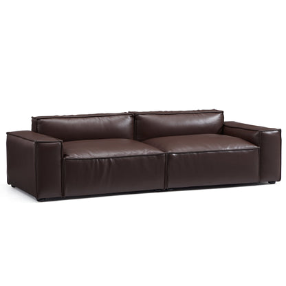 Luxury Minimalist DaLuxury Minimalist Dark Brown Leather Sofa-Dark Brown-100.8"rk Brown Leather Sofa-Dark Brown