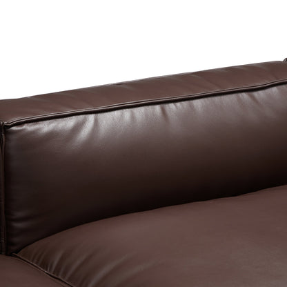 Luxury Minimalist Black Leather U Shaped Sectional Sofa-Dark Brown