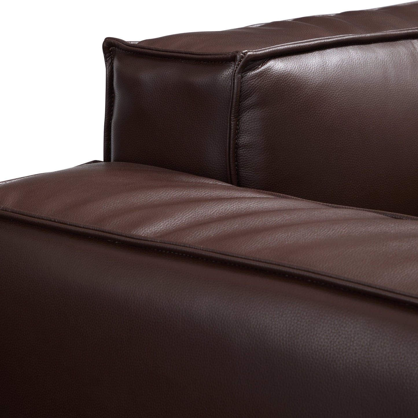 Luxury Minimalist Dark Brown Leather Sectional-Dark Brown