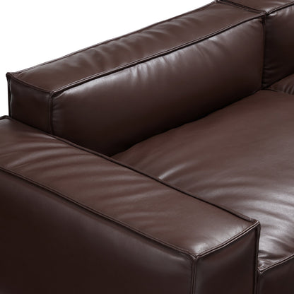 Luxury Minimalist Dark Brown Leather Sectional-Dark Brown