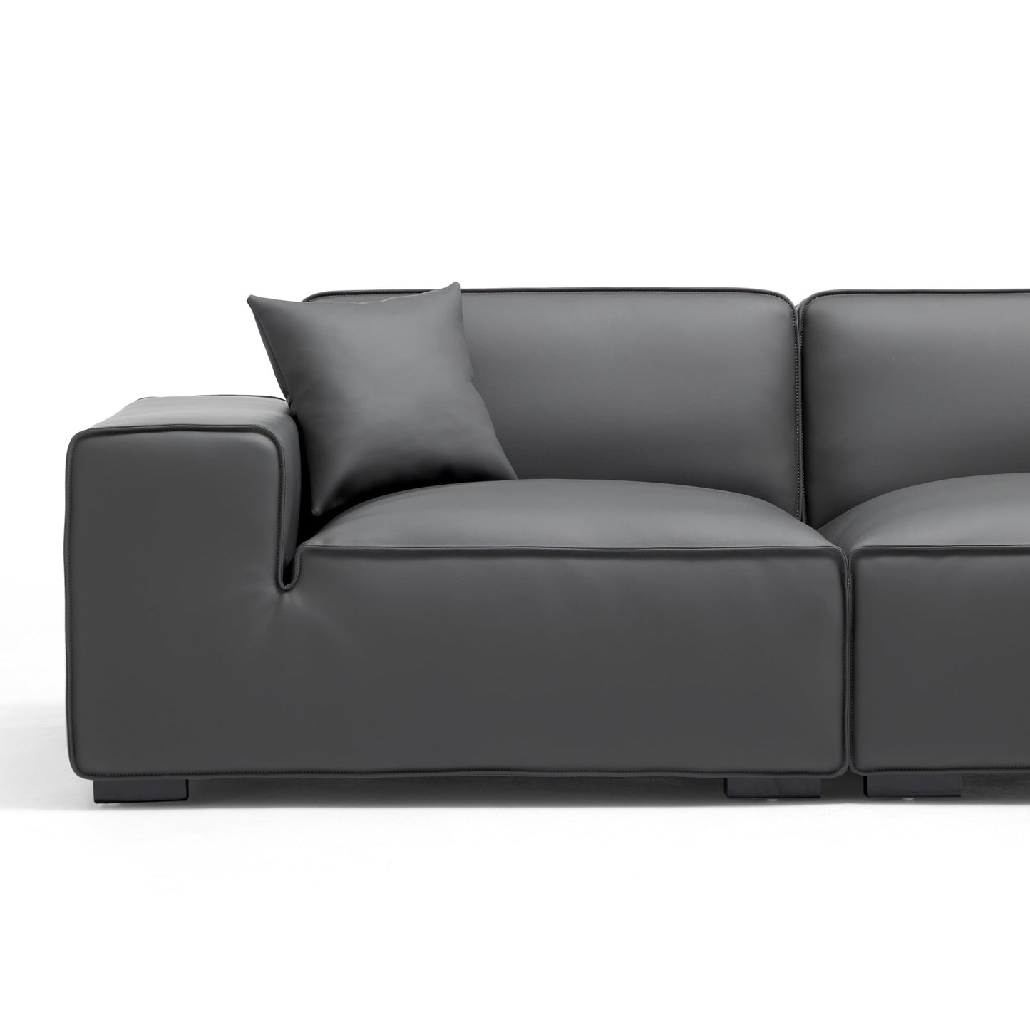 Domus Modular Dark Gray Leather Sofa-Dark Gray