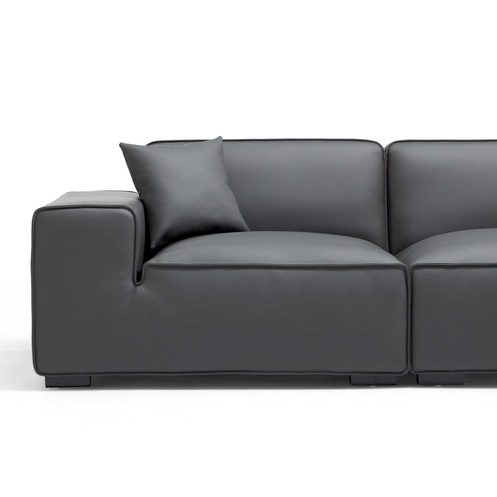 Domus Modular Dark Gray Leather Sofa-Dark Gray
