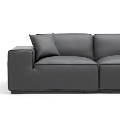 Domus Modular Dark Gray Leather Sofa-Dark Gray