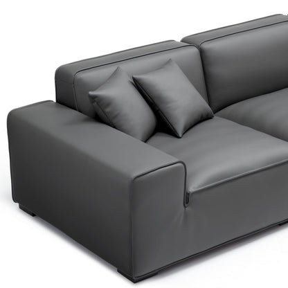 Domus Modular Beige Leather Sectional Sofa-Dark Gray