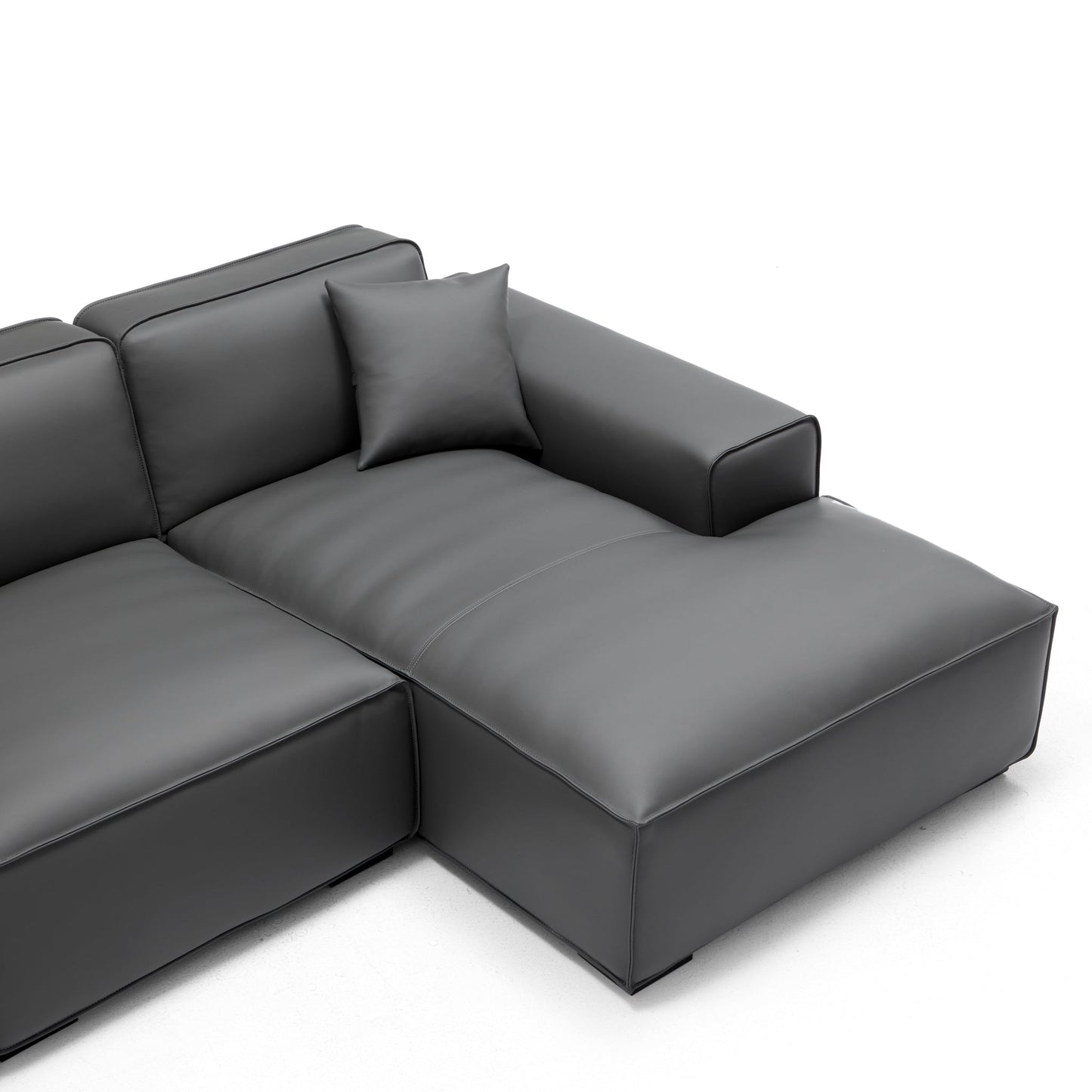 Domus Modular Dark Gray Leather Sectional Sofa-Dark Gray