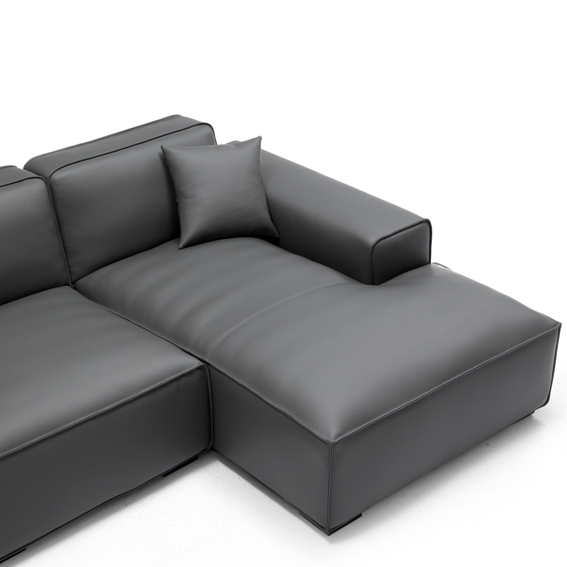 Domus Modular Black Leather U Shaped Sectional-Dark Gray