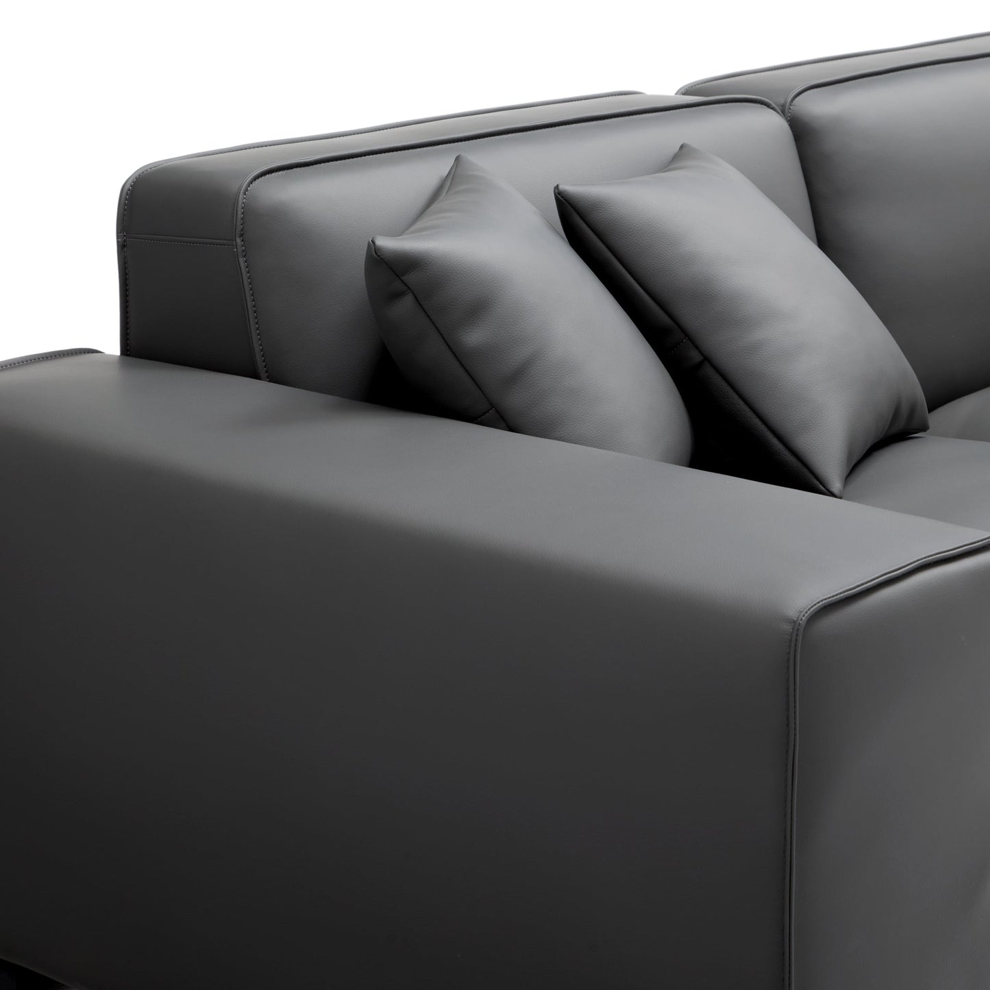 Domus Modular Black Leather Sofa Set-Dark Gray